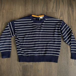 Alex Mill Striped Button Back Cotton Crewneck Sweater / Cardigan